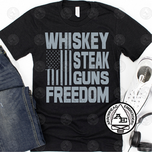 Whiskey Steaks Guns Flag Shirt