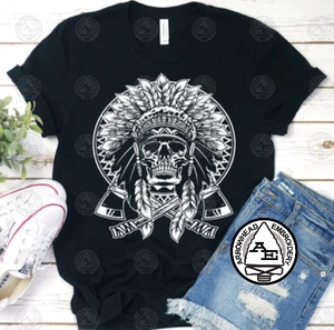 Skull With Native American Headdress Shirt